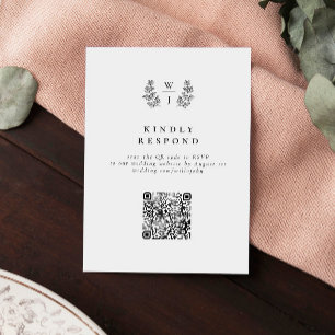 Elegante Botanische Monogram Wedding QR Code UAWG RSVP Karte