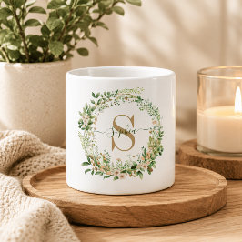 Elegante botanische Monogramm-Espressotasse mit Na Espressotasse