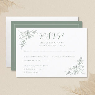 Elegante Botanische Monogramm-Grünen Hochzeit RSVP Karte