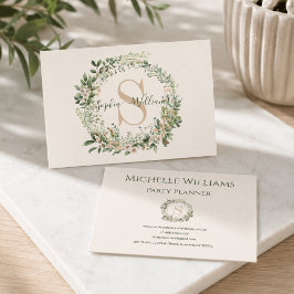 Elegante Botanische Monogramm-Visitenkarte mit Nam Visitenkarte