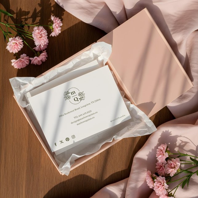 Elegante Botanische Monogrammbestellung Dankeschön Dankeskarte (Elegant Botanical Monogram Order Thank You Card)