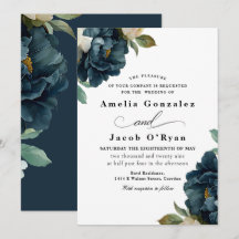 Elegante botanische navyblaue Hochzeit