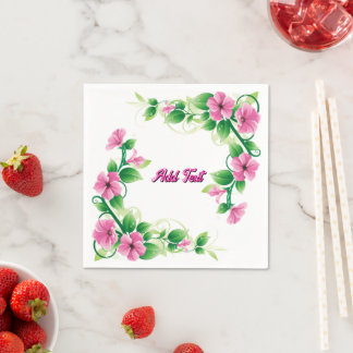 Elegante botanische Party-Blüten-Kunst weiß  Serviette