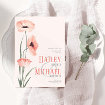 Elegante botanische Poppies QR Code Einladung