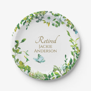 Elegante botanische RETIRED RETIREMENT Party Telle Pappteller