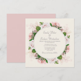Elegante Botanische Rosa Rose Einladung