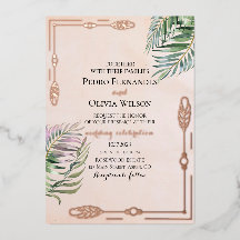 Elegante botanische Rosen-Goldfolie-Hochzeit