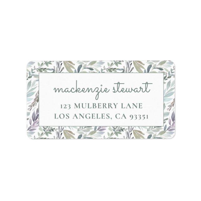 Elegante botanische Rücksendeadresse Adressaufkleber (Vorne)