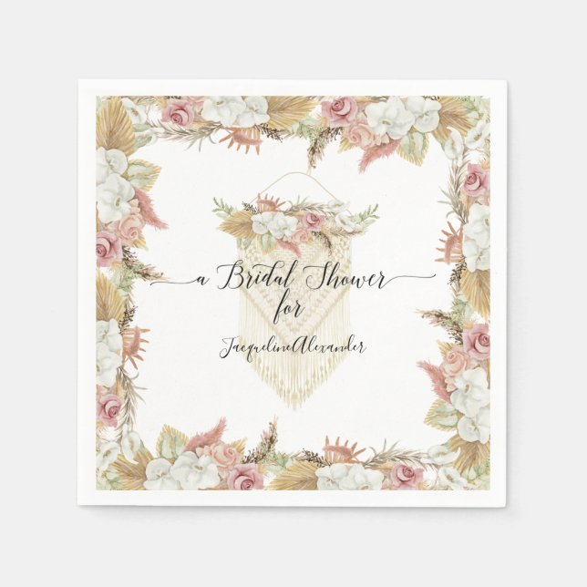 Elegante Botanische Rustikale Vegetation Floral Br Serviette (Vorderseite)