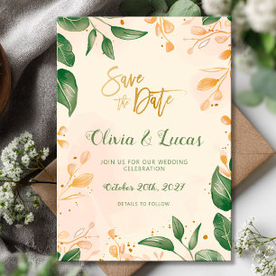 Elegante botanische Save the Date-Karte Einladung