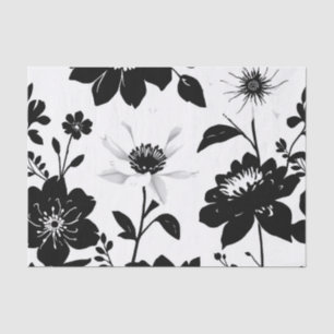 Elegante botanische Silhouetten in Schwarz und Wei Seidenpapier
