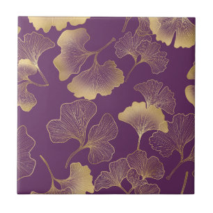 Elegante botanische Teal-Blätter mit goldenen High Fliese
