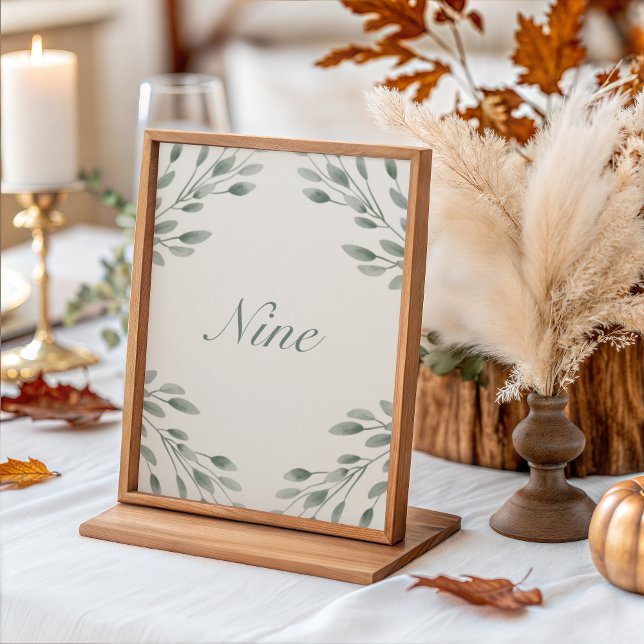 Elegante Botanische Tischnummern Ivory & Sage Fall (Von Creator hochgeladen)