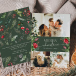 Elegante botanische Vegetation 3 Foto Frohe Weihna Feiertagskarte<br><div class="desc">Diese Kollektion besticht durch Aquarellblumen,  Beeren und Wintergrün mit moderner und eleganter Typografie,  mit einem botanischen Wintermuster zurück.</div>