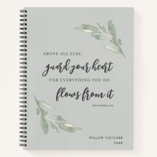 Elegante botanische Vegetation Christliche Bibelve Notizbuch