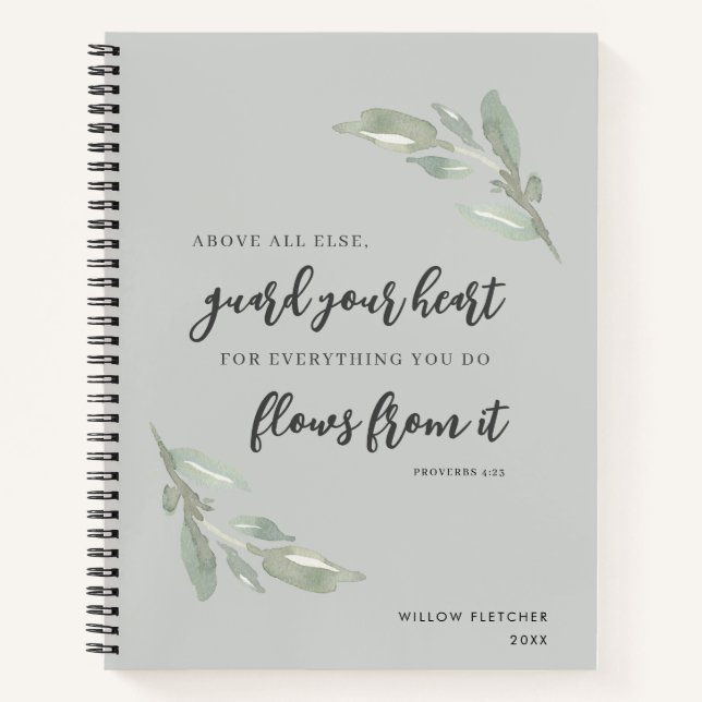 Elegante botanische Vegetation Christliche Bibelve Notizbuch (Vorderseite)