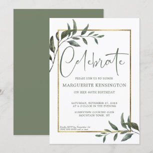 Elegante botanische Vegetation Goldene Foil 60. Ge Einladung