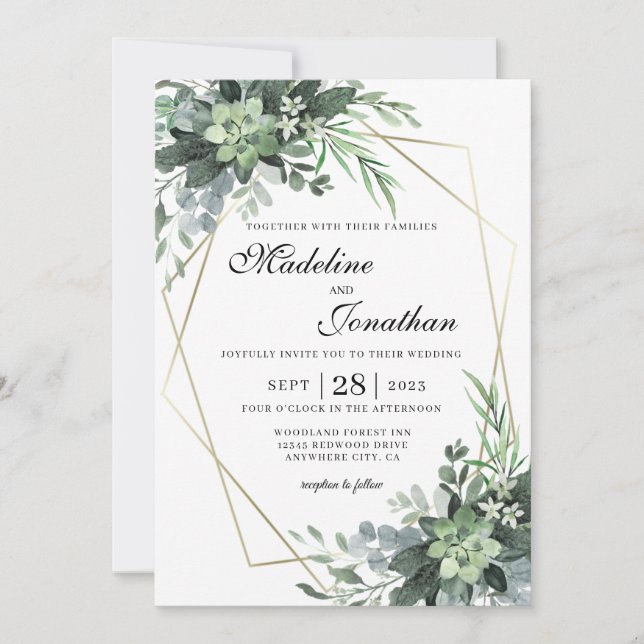 Elegante botanische Vegetation Goldene Hochzeit Einladung (Vorderseite)