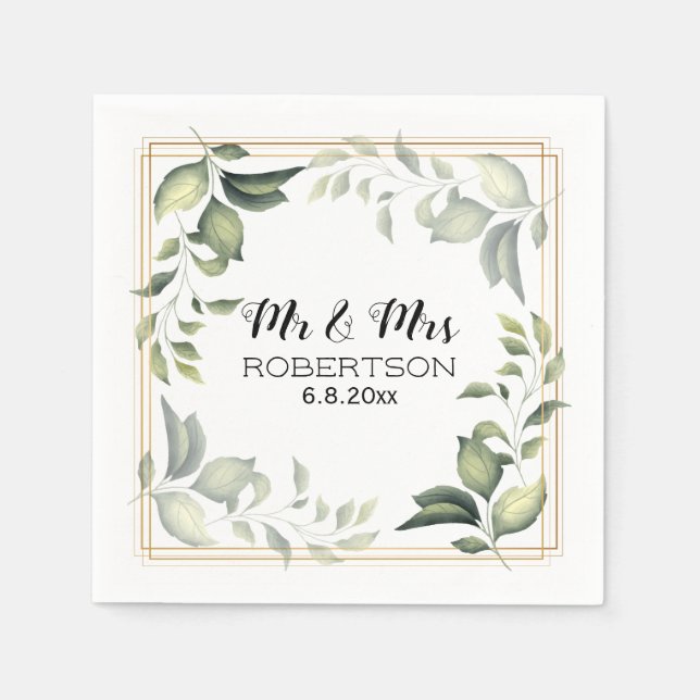 Elegante botanische Vegetation Serviette (Vorderseite)