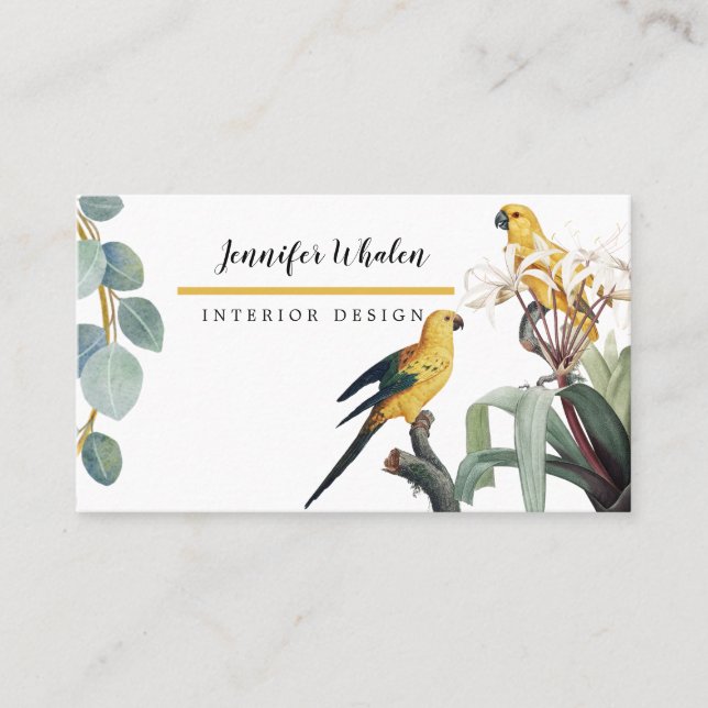 Elegante Botanische Vogelbenutzerkarte Visitenkarte (Vorderseite)