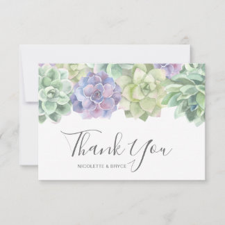 Elegante Botanische Wasserfarben-Sukkulente Hochze Dankeskarte