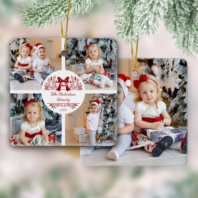 Elegante botanische Weihnachtsfamilie 5 Foto Keramikornament (Von Creator hochgeladen)