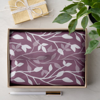 Elegante botanische weiße Blatt-Silhouette auf Pfl Seidenpapier
