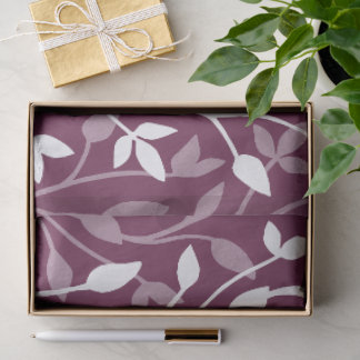 Elegante botanische weiße Blatt-Silhouette auf Pfl Seidenpapier
