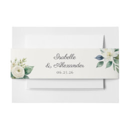 Elegante botanische weiße Blumen-Hochzeitsanpassun Einladungsbanderole