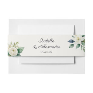 Elegante botanische weiße Blumen-Hochzeitsanpassun Einladungsbanderole