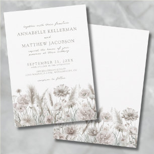 Elegante Botanische Weiße Florale Boho Hochzeit Einladung