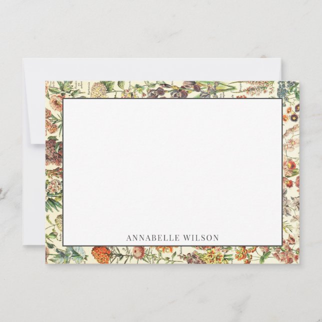 Elegante botanische Wildblume Personalisiert Mitteilungskarte (Vorderseite)