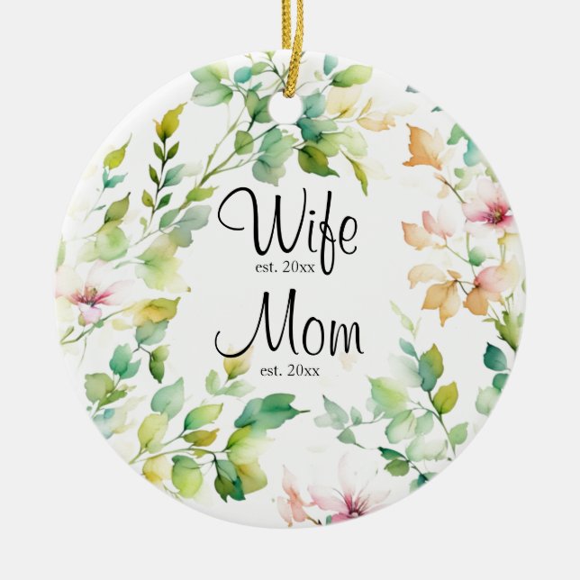 Elegante botanische Wildblumen Keramik Ornament (Vorne)