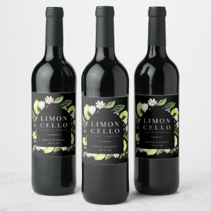 Elegante Botanische Zitronen Rahmen Limoncello Wei Weinetikett