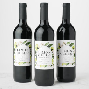 Elegante Botanische Zitronen Rahmen Limoncello Wei Weinetikett