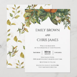 Elegante Botanische Zitrusfrüchte Hochzeit Einladung