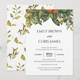 Elegante Botanische Zitrusfrüchte Hochzeit Einladung