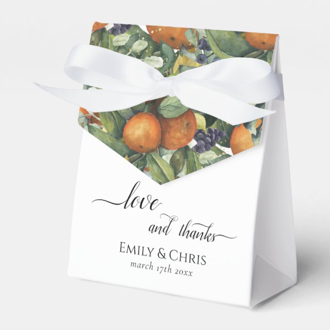 Elegante Botanische Zitrusfrüchte Hochzeit Geschenkschachtel (Vorderseite)