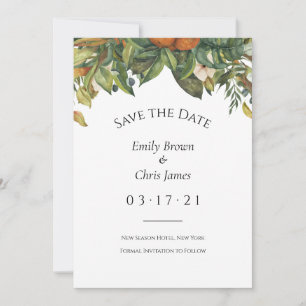 Elegante Botanische Zitrusfrüchte Hochzeit Save The Date