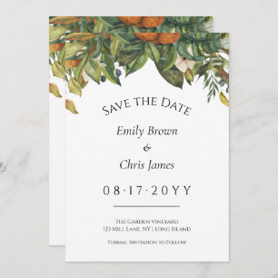 Elegante Botanische Zitrusfrüchte Hochzeit Save The Date