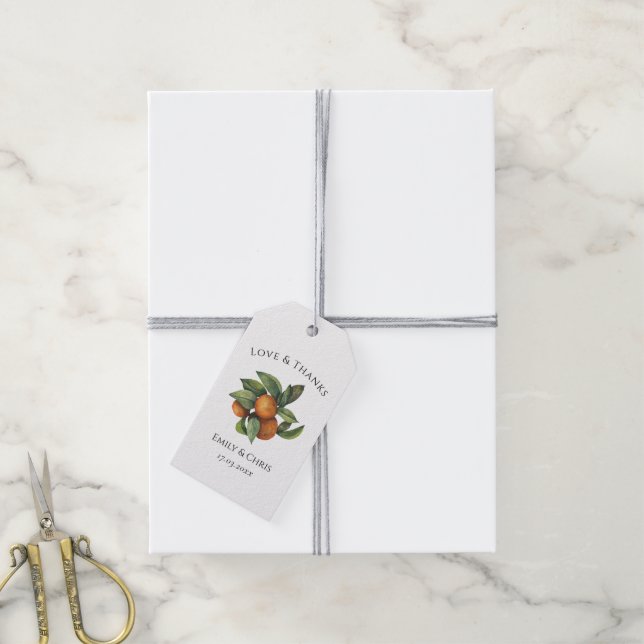 Elegante botanische Zitrusgrün Geschenkanhänger (Mit Garn)