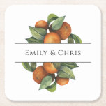 Elegante botanische Zitrusgrün Rechteckiger Pappuntersetzer<br><div class="desc">Hübscher,  eleganter,  moderner und böhmischer personalisierter und maßgeschneiderter Untersetzer für Ihren besondere Anlass! Das Design passt zur Erholung der Orange Leaf Foliage Collection. Orangefarbene Früchte mit dunkelgrünen und hellgrünen Blätter,  die mit Blattblättern versehen sind,  umrahmen Ober- und Untersohle Ihrer Namen.</div>