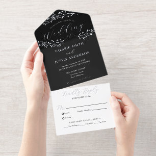Elegante Botanische Zweigstelle Hochzeit All-in-One-Einladung