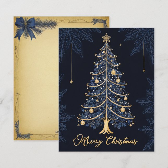 Élégante bougie d'arbre de Noël et carte cadeau (Devant / Derrière)