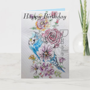 Elégante bougie et Rose aquarelle carte d'annivers