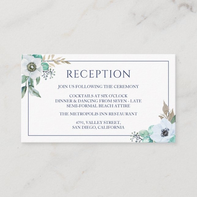 Elegante Bouquet Hochzeitsempfang Begleitkarte (Vorderseite)
