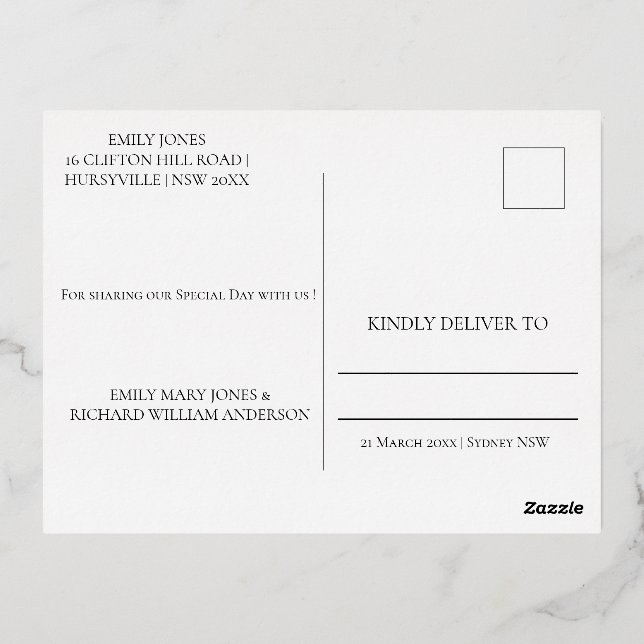Elégante Bourgogne Agate Foil Invitation Carte pos (Verso)