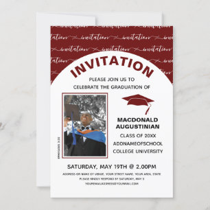 Élégante Bourgogne Diplômée Photo Invitation