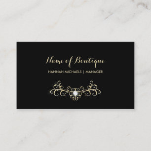 Elegante Boutique Black and Gold Diamond Glitzern Visitenkarte