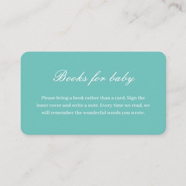 Elegante Bow Aquamarin Blue Baby Duschbücher für B Begleitkarte (Vorderseite)